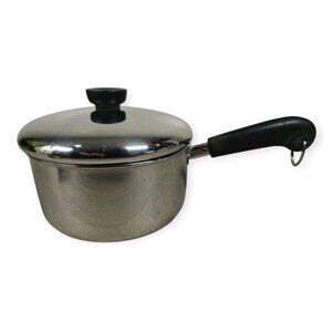 Vintage 1801 Revere Ware 2 Qt Saucepan w/ Lid Stainless Steel Bottom Clinton Ill